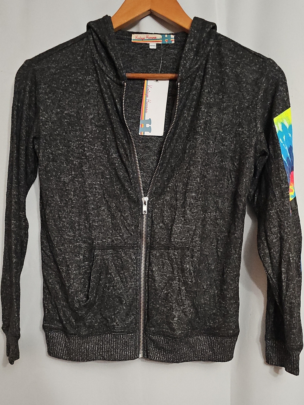 Vintage Havana Zip up Hoodie Lightweight Heather Charcoal Size Medium 10-12 NWT